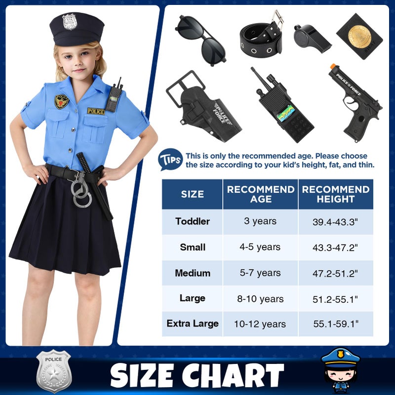 Luucio Girls Police Officer Costume for Kids  Police Costume for Kids  Halloween Costume for Girls  Role Play Kit for Girls - Image 5